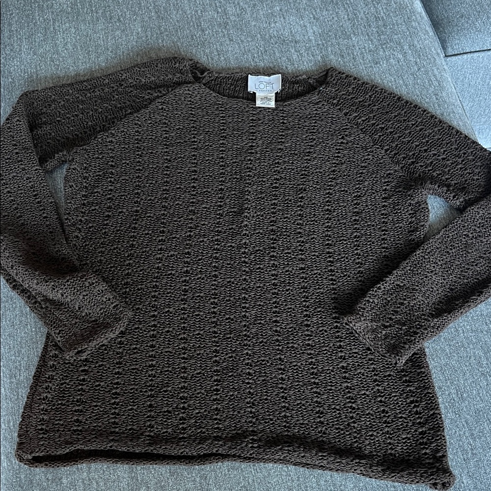 LOFT Dark Brown Textured Sweater
